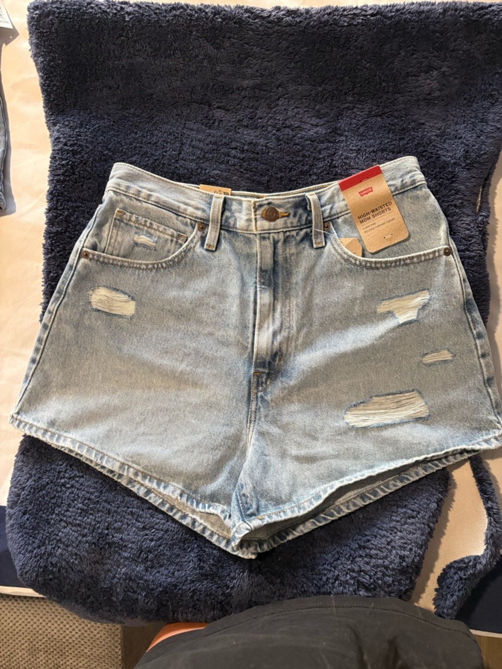 Levi's High Waist Light Blue Distressed Denim Shorts